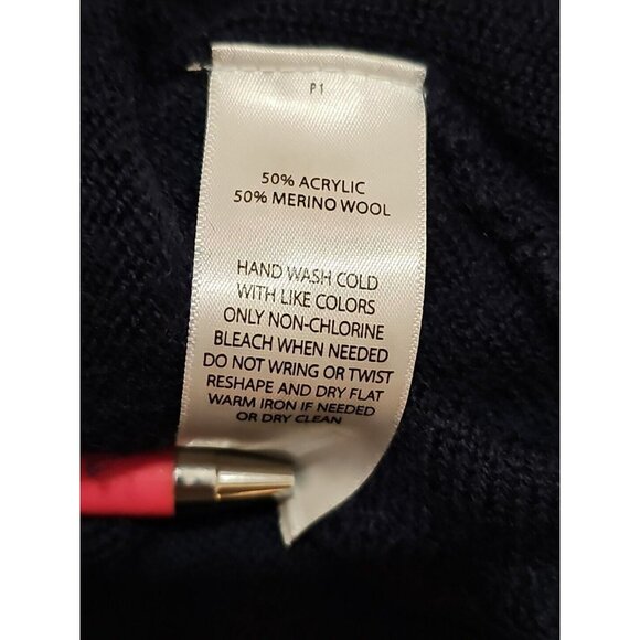 ALT Bella Swan Twilight Tahari Merino Wool Women Cardigan XL Dark Blue Button-up - Picture 7 of 9